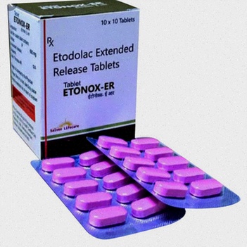 Acheter Etodolac - Illustration de comprimés et boîte de médicament