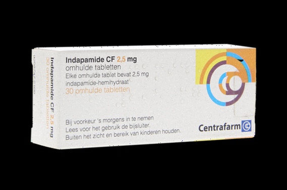 Acheter Indapamide - comprimés bleus sur fond blanc