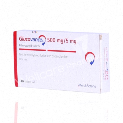 Acheter Glucovance – Illustration de comprimés et boîte